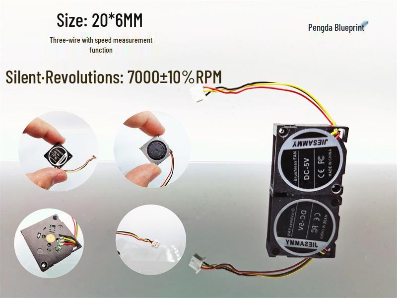 JIESAMMY Turbine 2006 5V 0.03A Silent Micro Notebook Cooling Blower 2CM 2.54 Terminal, 2-wire, 30cm Length