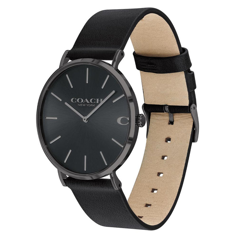 Coach Charles Black Leather Men's Watch  14602434