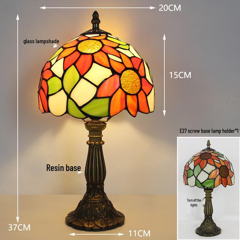 Tiffany Vintage Stained Glass Table Lamp for Bedside or Cafe