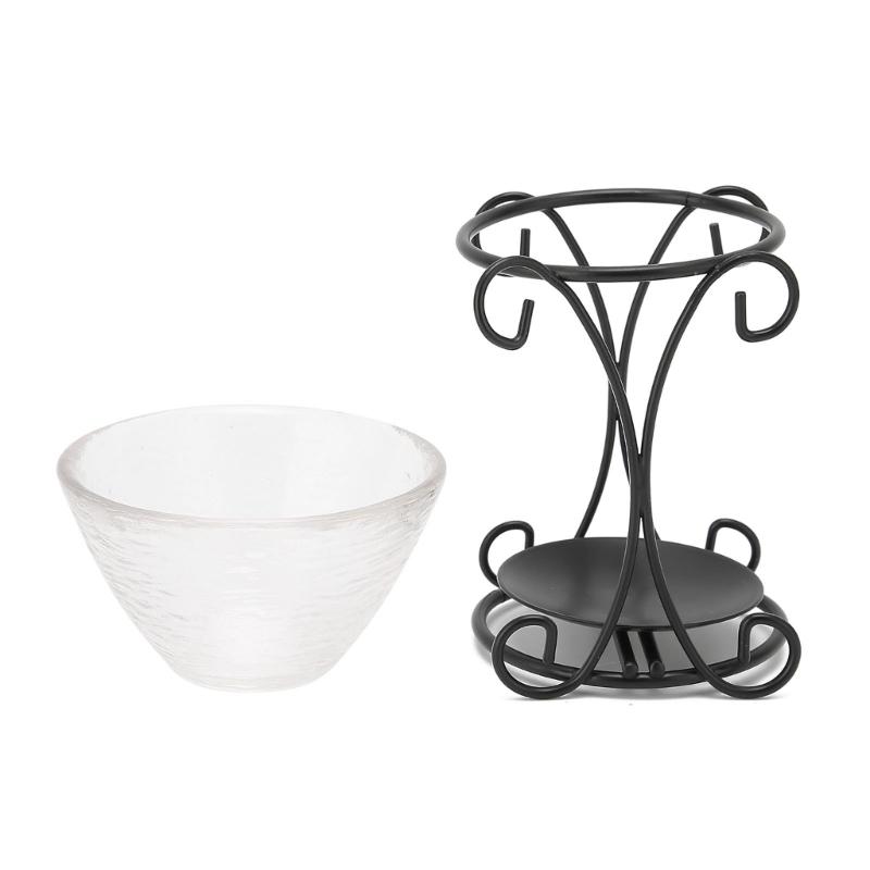 Elegant Scent Burners Essential Oil Diffuser With Crystal Glass Dish and Iron Stand Candle Melter For Home Decoration