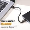 Leather Rope Bracelet for Men Boys,Black Charging Cable Wristband,Simple Convenient Jewelry Gifts