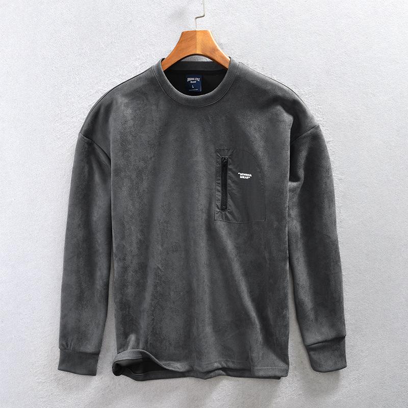 ВеснаОсень Корейская мода Мужские толстовки Повседневный круглый вырез Толстовка Рабочая одежда Свободный топ Молодежная уличная мода Трендовые толстовки M серый 2980₽