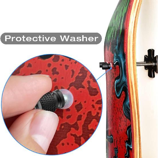 YEZRO Skateboard Hanger Wall Mount - 8 Packs Metal Skateboard Wall Mount for Skateboard Deck Display with Aluminum Screw Cap and Protecive Washers