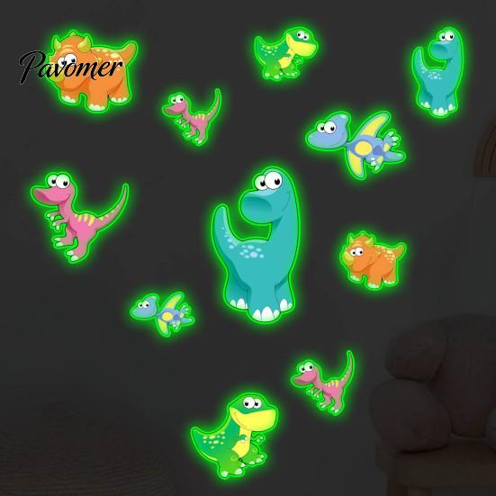 Durable Wall Decals for Glass Doors Luminous Cartoon Dinosaur Sticker, Self-Adhesive Decorative Waterproof PVC Murals Windows Kids Room Nursery