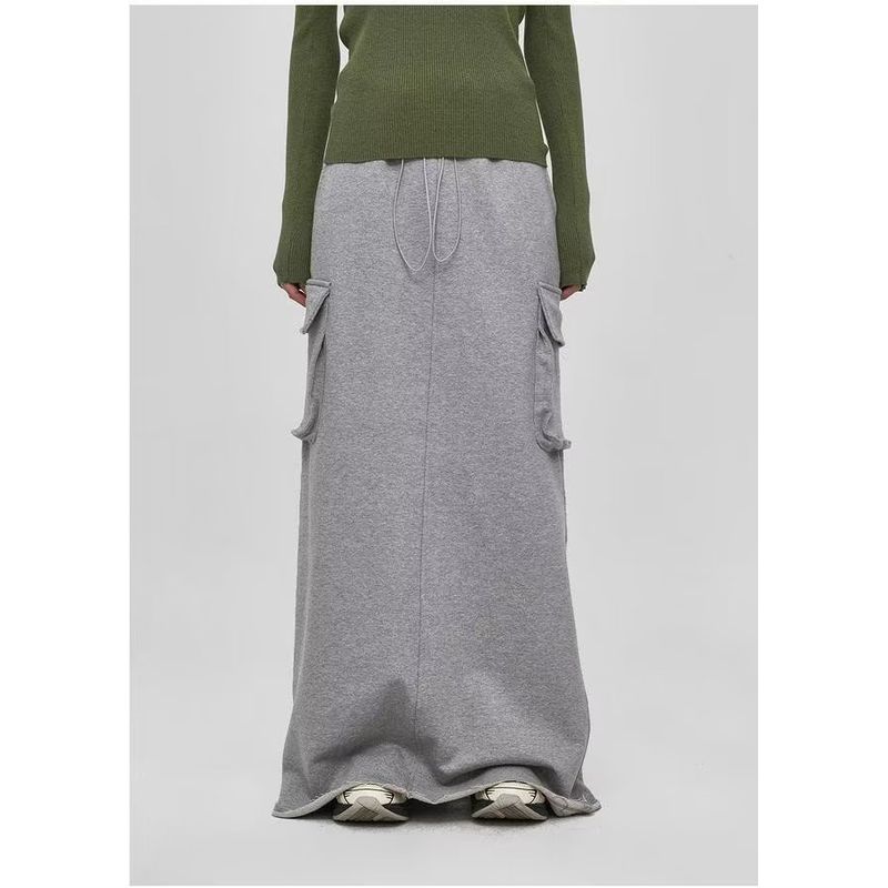 

Girl Lazy Sports Pocket Casual Long Parka Gray(High quality) S