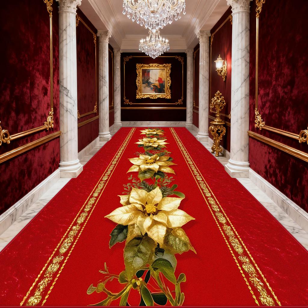 Hallway Carpet Golden Flower Red Hall Carpet Path To Floor in The Corridor Runner Rug Doorway Kitchen Aisle Mat Size