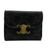 Triomphe Leather Tri-fold Wallet Brown Leather Used