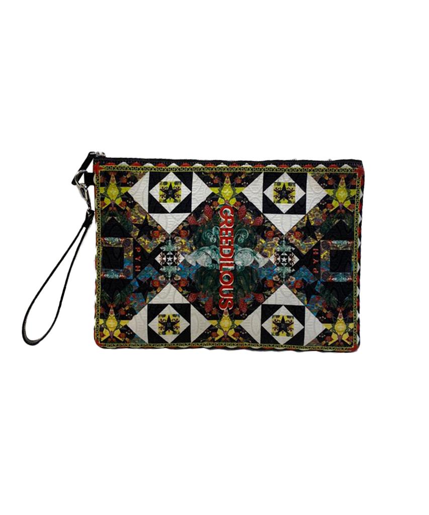 Greedilous Black Geometric Clutch Bag