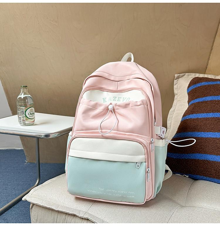 Trendy Backpack Nylon For Girls With Letter Print And Color Design Blocking