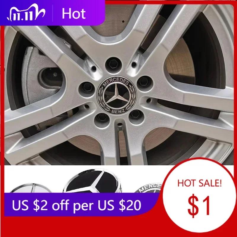 Autoaufkleber für Mercedes Benz 4 Stück für Mercedes Benz Auto Radnabenkappen Radkappen Emblem für W204 W203 W205 W124 W221 C E S GL