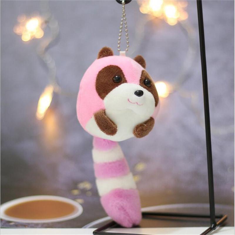 Süßes kleines Waschbär-Plüschtier mit sonderbarem Schwanz, gefüllte Puppe, Schultasche, Anhänger, Schlüsselanhänger, Puppe, 18 cm