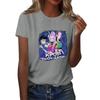 Women's  Group 2D Printed Round Neck Short Sleeve Top