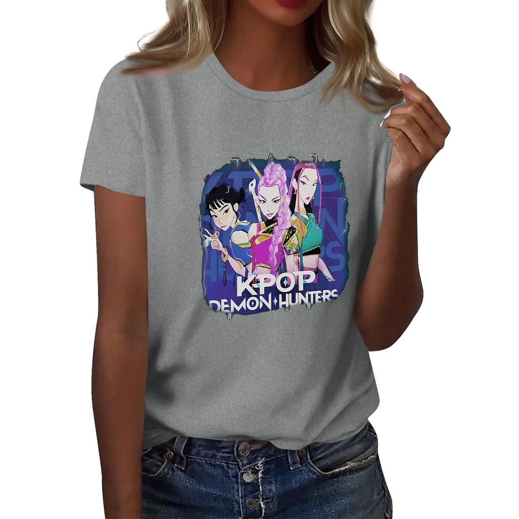 Women's  Group 2D Printed Round Neck Short Sleeve Top
