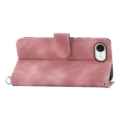 For iPhone 16e Leather Case Multiple Card Slots Phone Cover with 2 Straps
