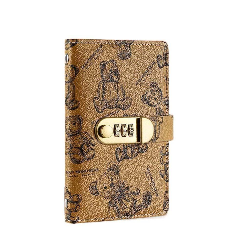 

Cartoon Bear Printed Code Notebook for Money Leather Password Savings Book Business Gifts коричневий