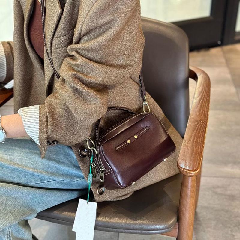 Cowhide Bag Women's Genuine Leather Small Square Bag Women's Bag Fashionable Single-shoulder Casual Crossbody Bag
