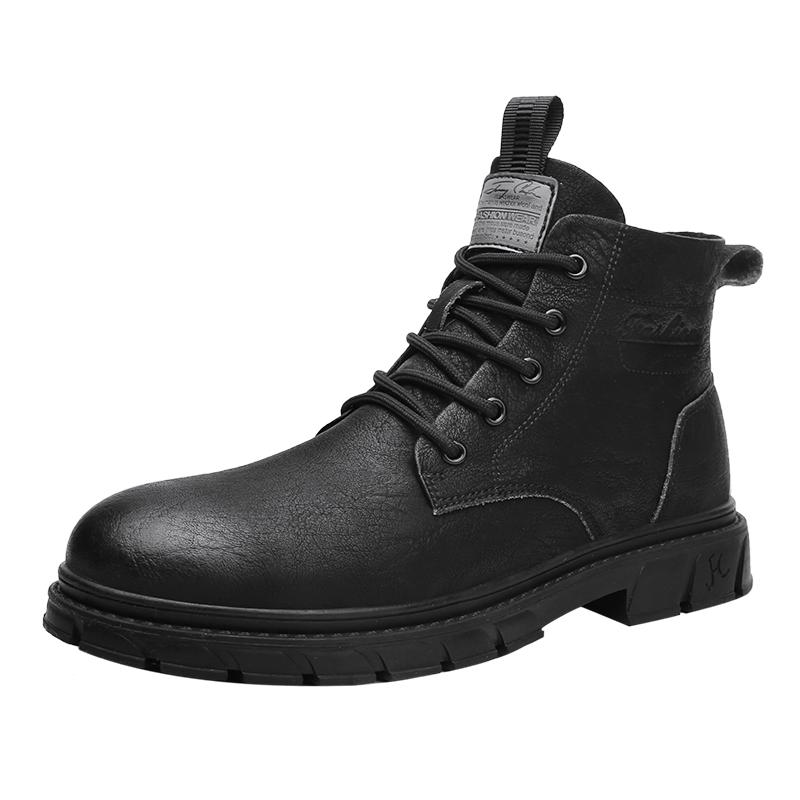 Fashion Luxury Leather Mens Boots 2025 Trend Lace-up Round Toe Boots High Quality Original Design Thick Bottom Comfortable Mens Shoes