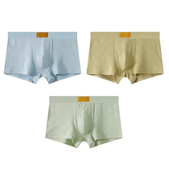 Men Boxer Underwear Mid-rise Wide Elastic Waistband Slim Fit Shorts Briefs Solid Color Breathable U-Convex Panties