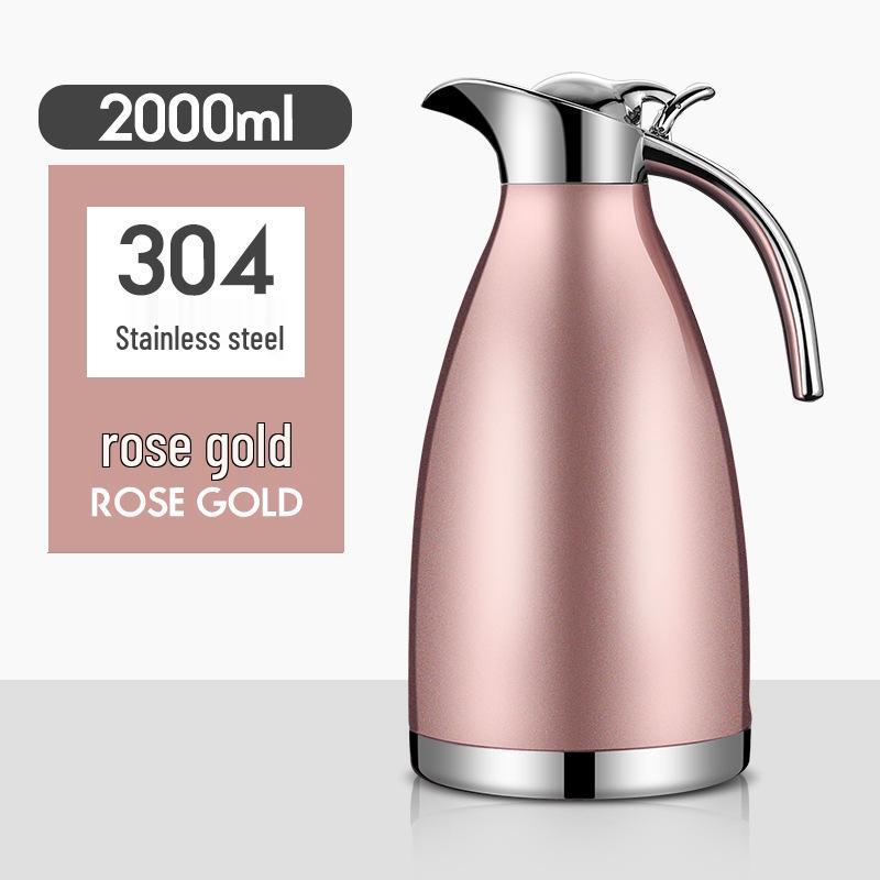 2L European-Style Insulated Vacuum Coffee Pot, 304 Stainless Steel - Keeps Drinks Hot or Cold