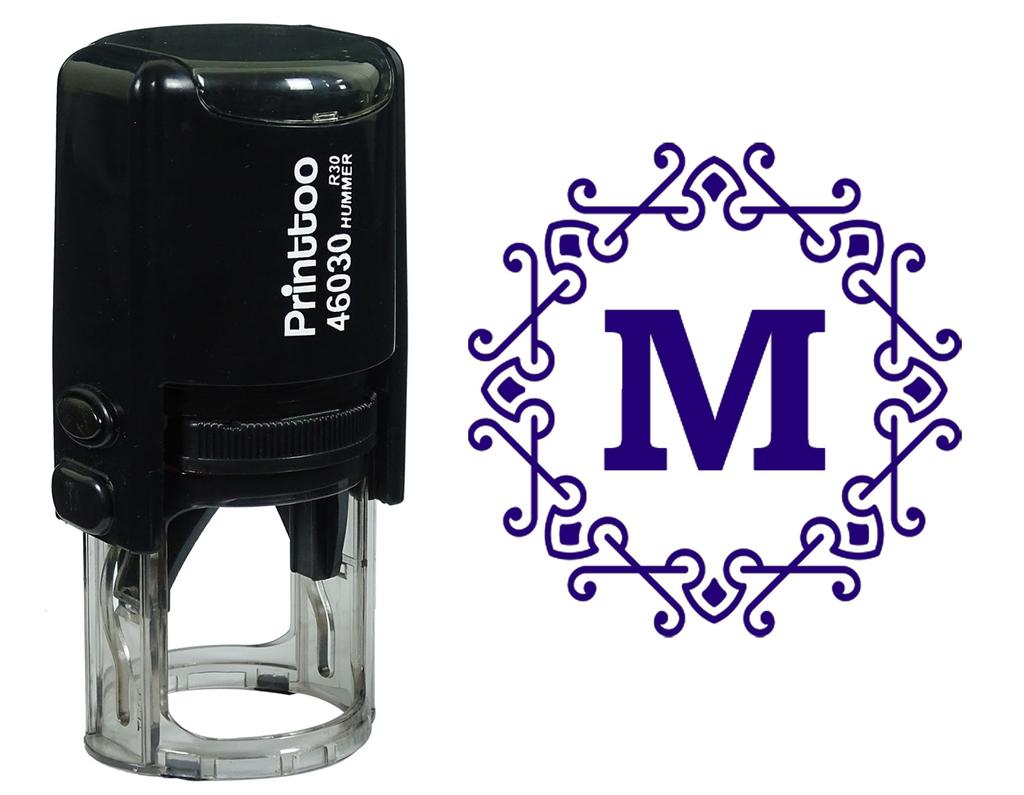 Printtoo Alphabet M Monogram Octagon Celtic Swirl Frame Self Inking Rubber Stamp Office