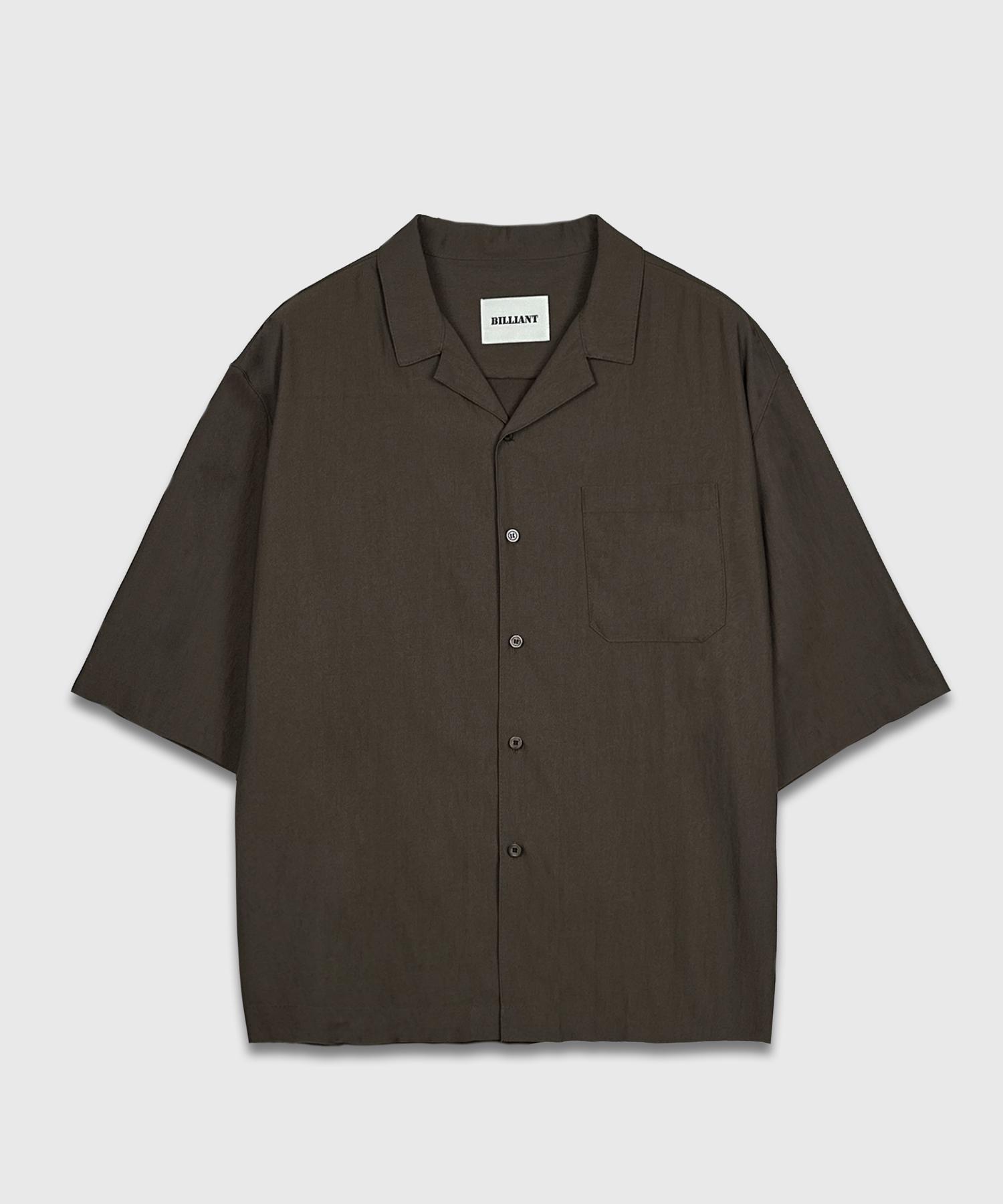 Brilliant Recycle Open Collar Shirt_Brown Brown
