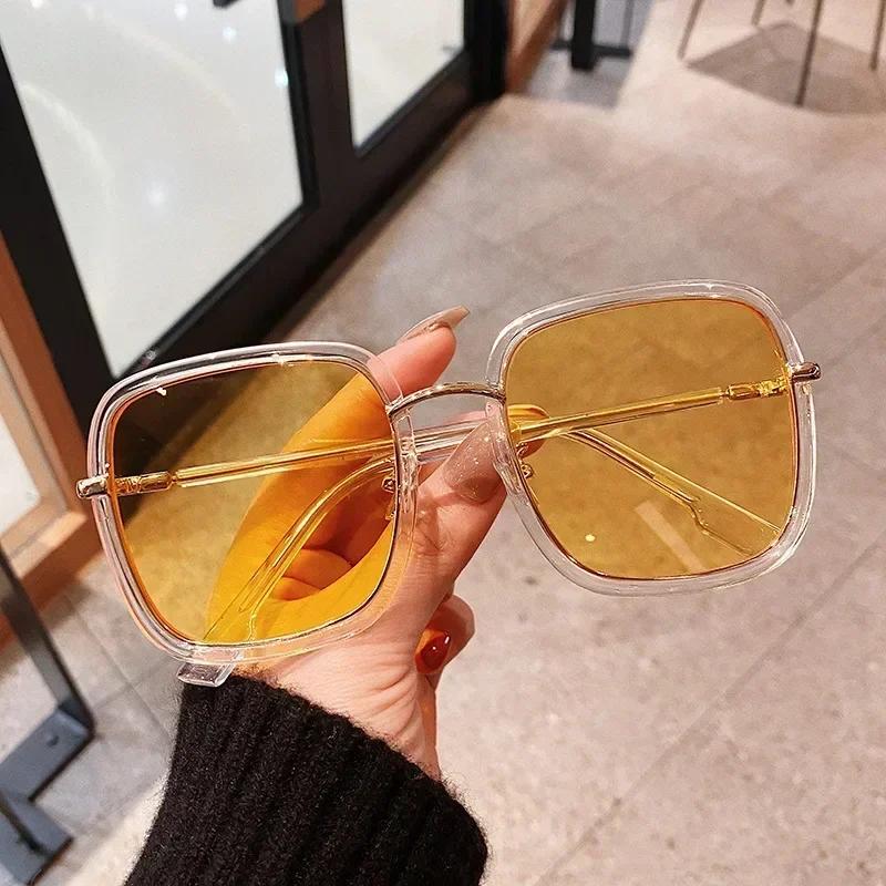 Occhiali da Sole Rotondi Vintage Colorati Gradiente Verde Trasparenti per Donna Nuova Moda Oversize Lega Eleganti Occhiali da Sole Tonalità Femminili