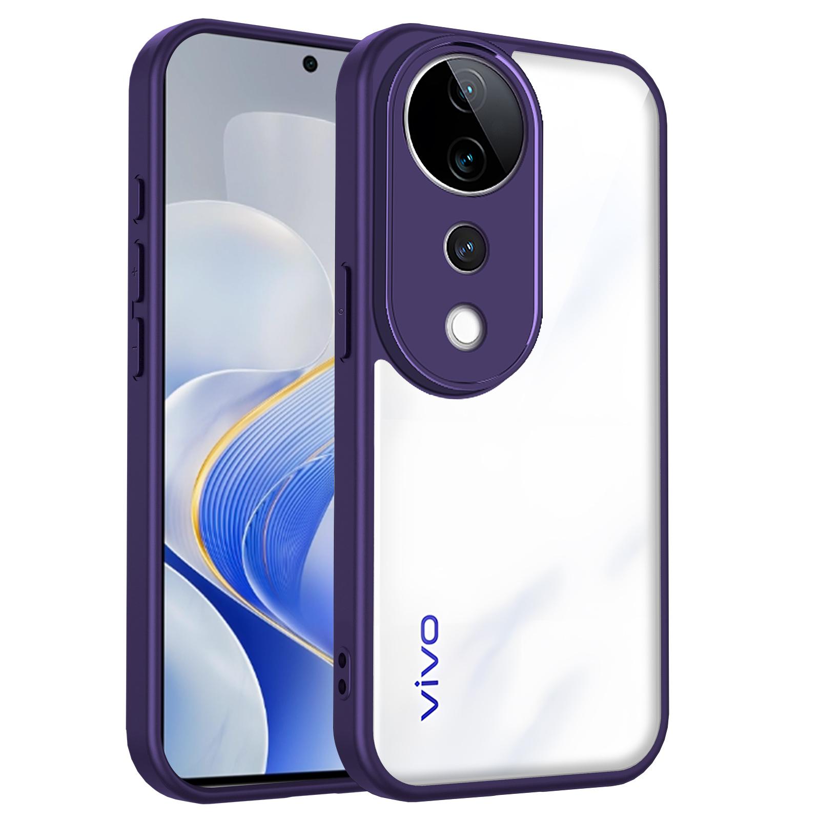 

Чехол для Vivo V40 5G V2348 с воздушной подушкой, противоударный силиконовый бампер, прозрачная матовая задняя крышка, жесткий чехол для телефона для Vivo V40 Pro 5G V2347 Pc + tpu&vivo V40 Pro фиолетовый
