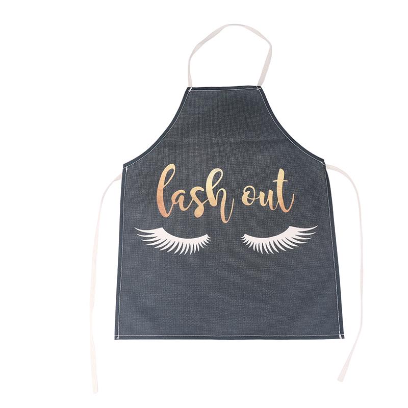 1Pc Bronzing Eyelash Pattern Apron Eyelash Extension Tools Cotton Grafted False Eyelash Apron Cleaning Kitchen Apron Bib