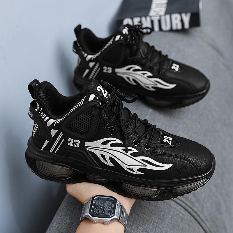 Men's Shoes Summer Youth Air Cushion Shock Absorption Sports Shoes Boys Trendy Dad Shoes Heightening White Shoes