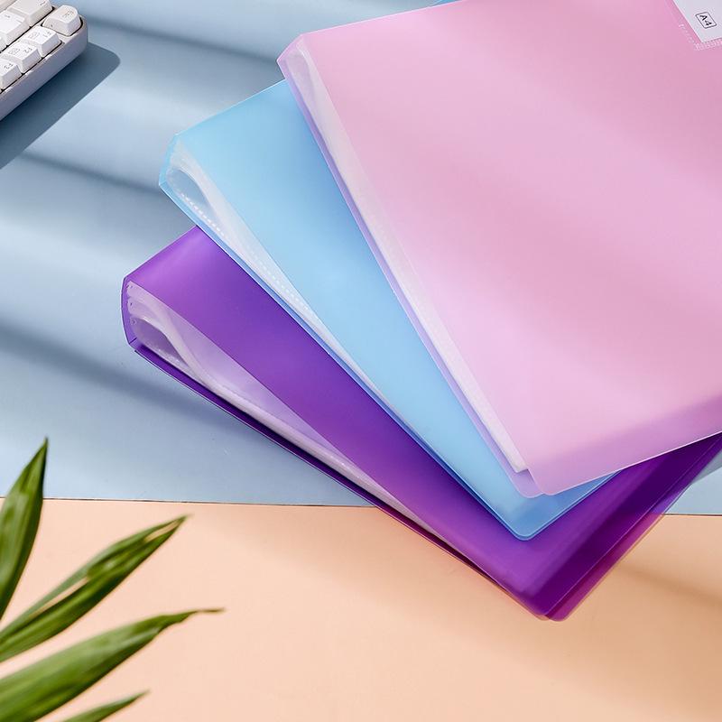 A4 Candy Color Multi-Layer Ring Binder - Waterproof Transparent Plastic Storage Book for Student Test Papers