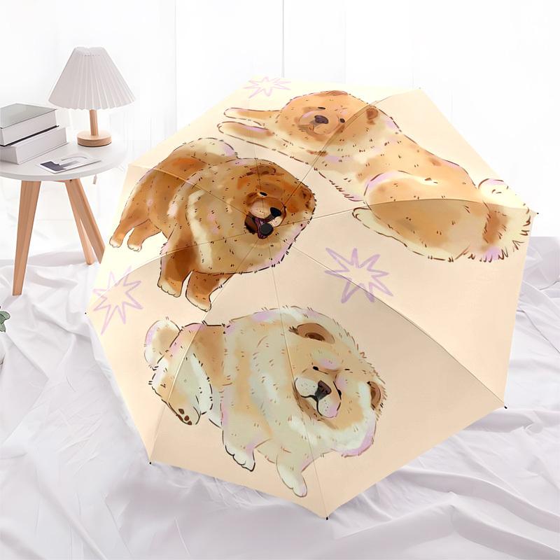 1pc Chow Chow Puppies Umbrella with Plastic Handle,Suitable for All Seasons Home Travel Outdoor Umbrellaptys31086