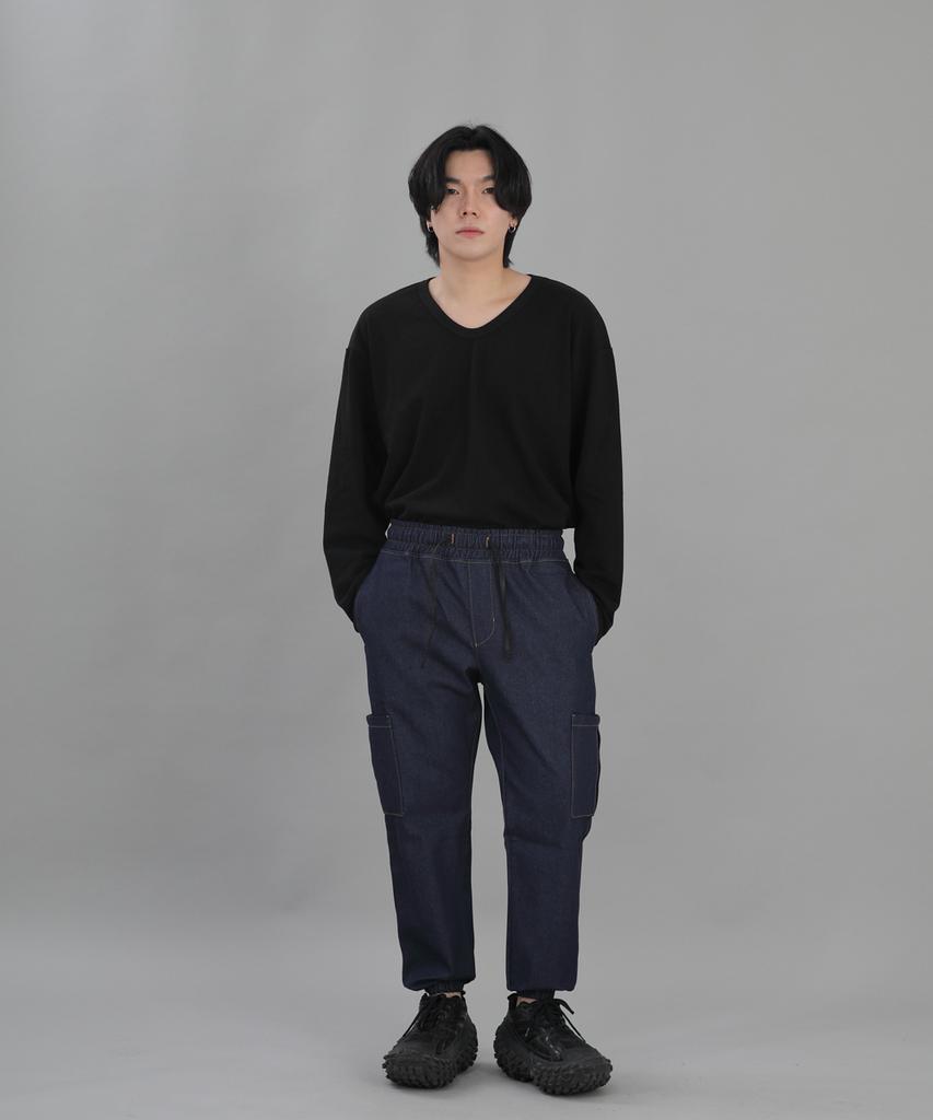 Seinteukeulu In-House Cargo Jogger Pants Ihc-359 Indigo Denim Brs