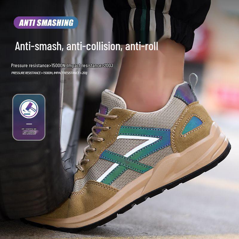 Men's Breathable Anti-Odor Steel Toe Electrician Work Shoes, Anti-Smash, Anti-Puncture, Non-Slip, Insulated up to 6KV, Soft Sole.