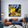 Van Gogh-café, terraza por la noche, reproducciones de pintura al óleo sobre lienzo, carteles e impresiones, imagen artística de pared para decoración de sala de estar