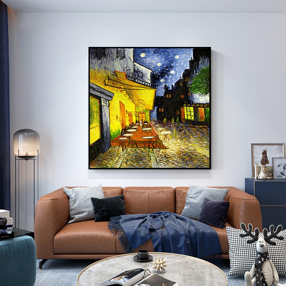 Van Gogh – terrasse de café la nuit, reproduction de peinture à l'huile sur toile, affiches et imprimés, tableau d'art mural pour décor de salon