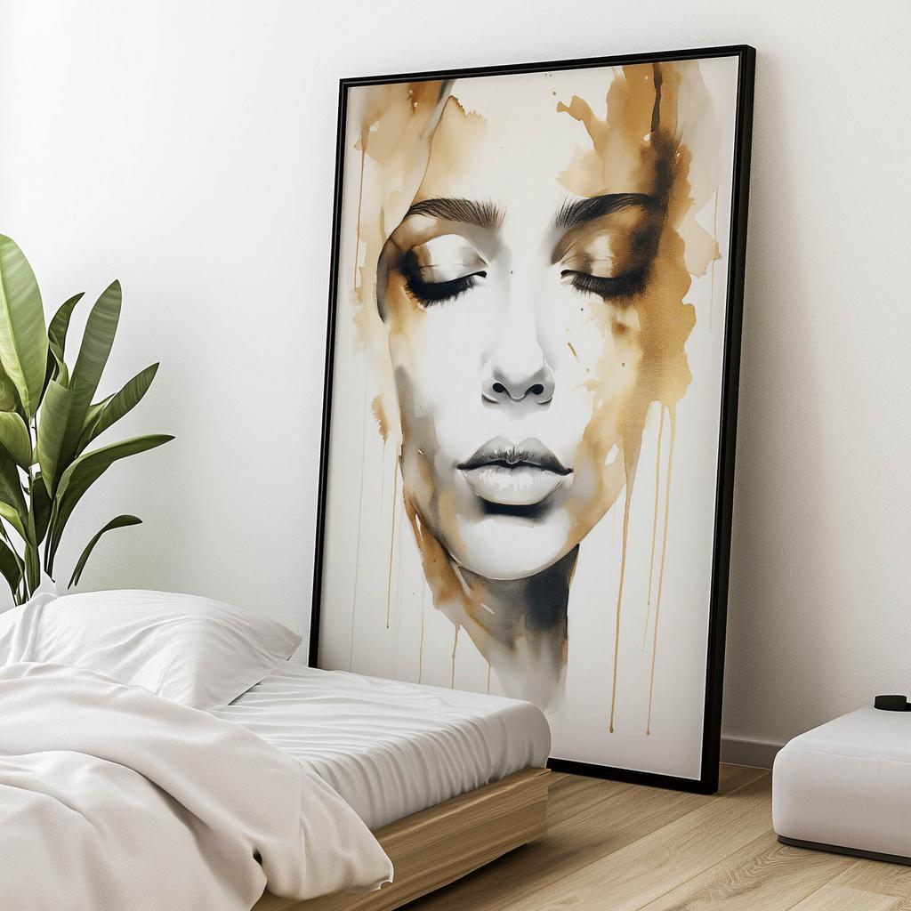 Mysterious Beauty Mysterious Beauty, 50X70 Cm, Gold Aluminum Frame, 230 Gsm Matte Paper
