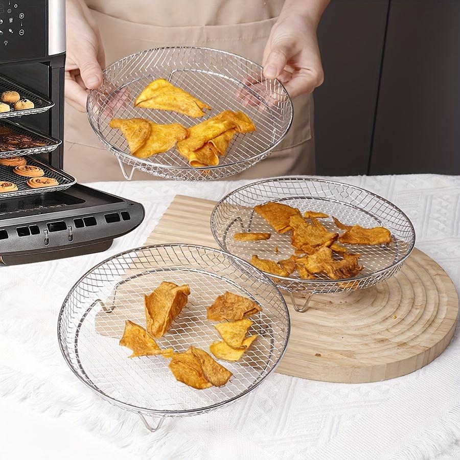1pc/3pcs Air Fryer Accessories, Round Air Fryer Rack, Multi-purpose Air Fryer Accessories, Steam Rack, Stainless Steel Stackable Rack, Dehydrator