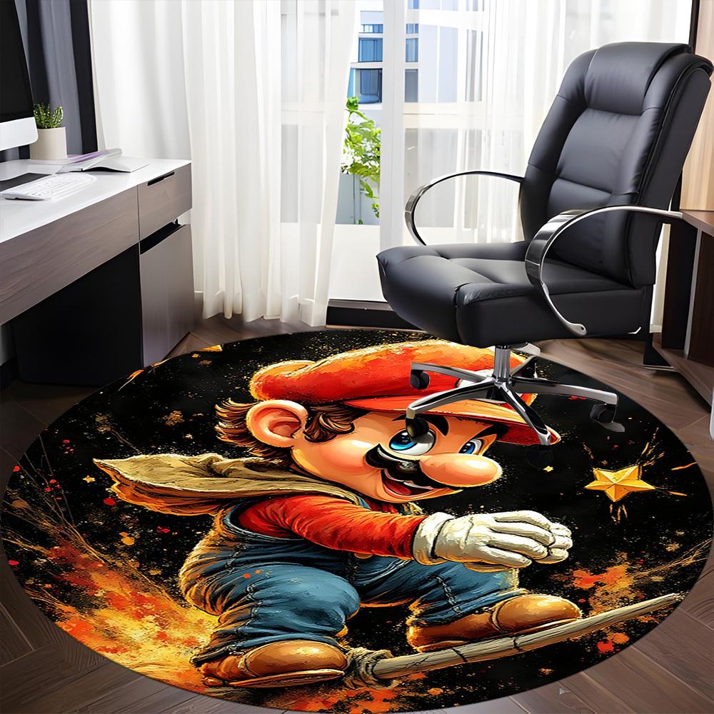 1pc Mario Adventure Office Round Area Rug, Indoor Mat Suitable For Office, Bedroom Living Room Home Decor, Room Deco, Offic a0928184