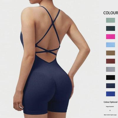 Elegantní rychleschnoucí jógová kombinéza s kříženými zády - Letní fitness a sportovní oblečení