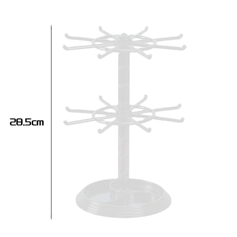 Countertop Acrylic Rotating Keychain Rack Adjustable 2 Tire Spinner Display Holder Trinkets Jewelry Organizer Stand