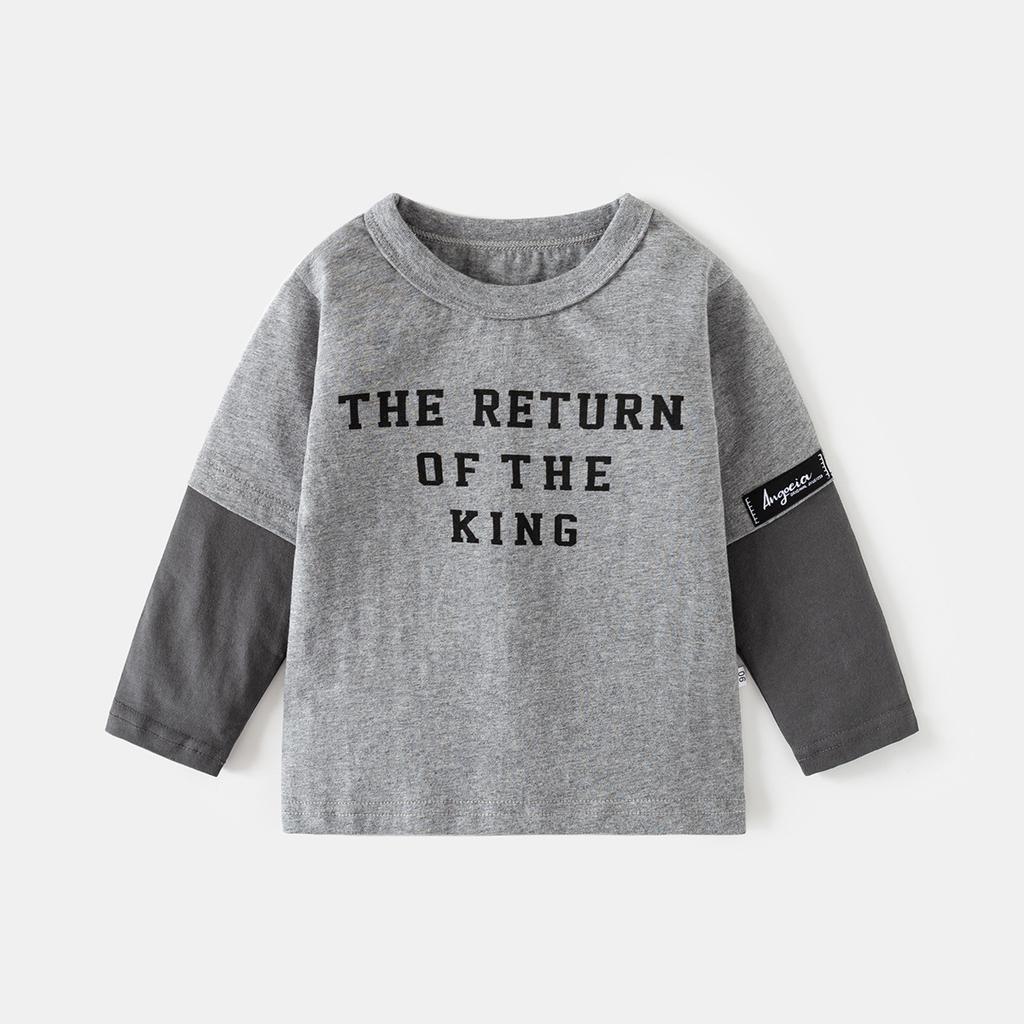 Chłopięca koszulka z długim rękawem z czystej bawełny jesień nowa odzież dziecięca dziecięca niemowlęca udawana dwuczęściowa koszulka bazowa top