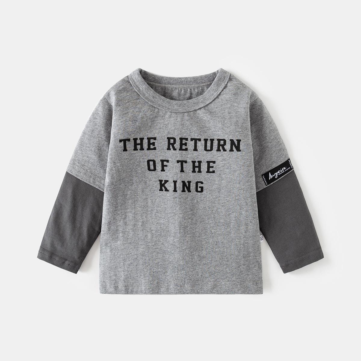 

Boys pure cotton long-sleeved T-shirt autumn new children s clothing children s baby fake two-piece bottoming shirt top 90cm