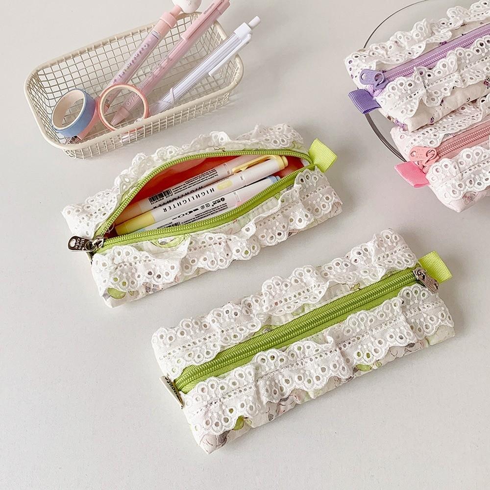 Desktop Storage Korean Style Pencil Case Sweet Lace Bow Pencil Pouch  Stationery Holder