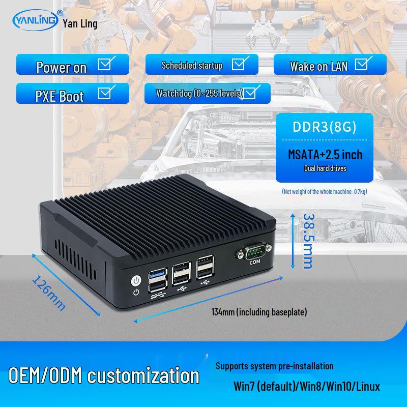 Yanling N3 Mini PC Industriale Fanless J1900: Doppia Rete, Basso Consumo