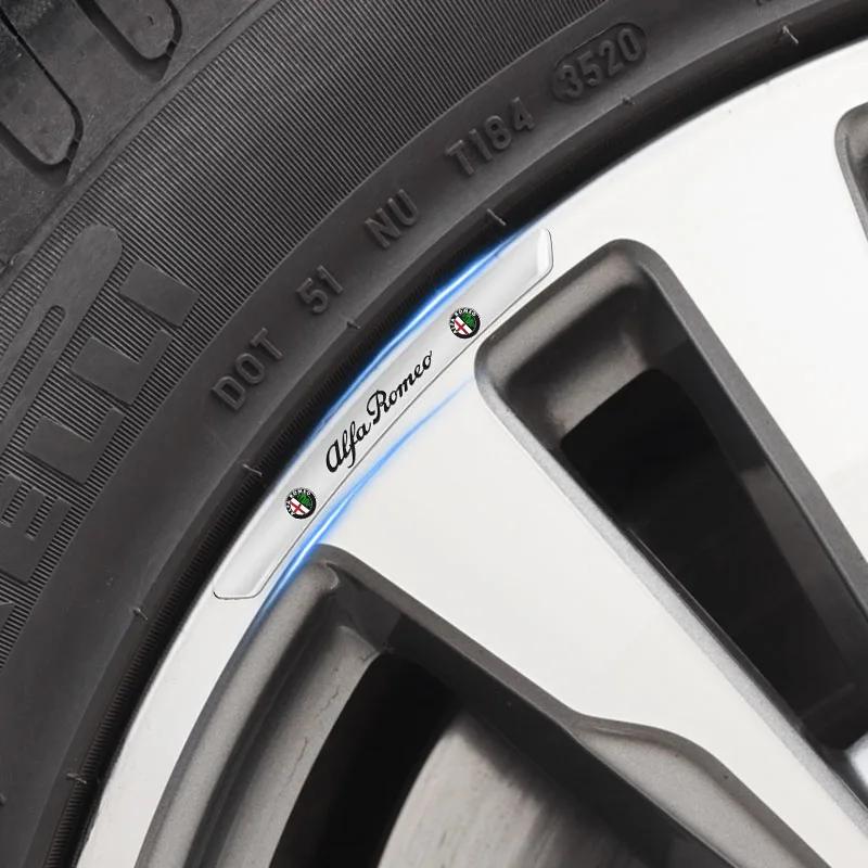 4pcs Car Styling Wheel Aluminum Sticker Auto Stickers for Alfa Romeo Giulia Stelvio Brera 147 156 159 166 Giulietta Mito Tonale