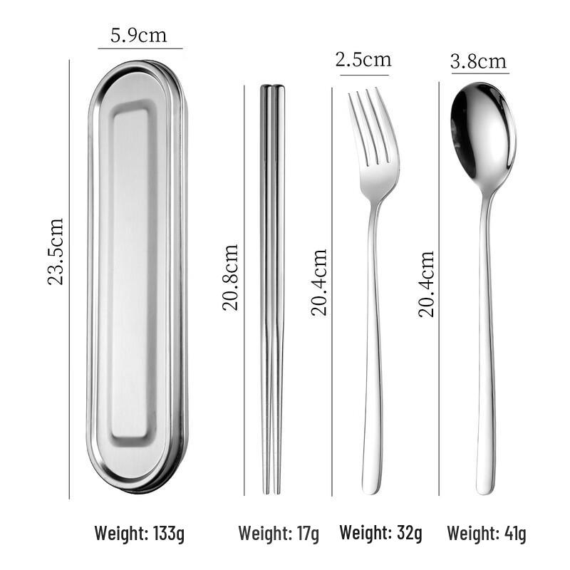 ZISIZ 3-Piece Stainless Steel Travel Cutlery Set