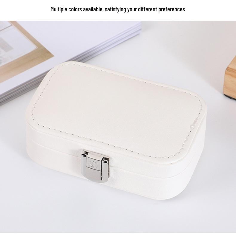 Pastel Double-layer Jewelry Storage Box for Earrings, Rings, and Necklaces - Portable PU Case