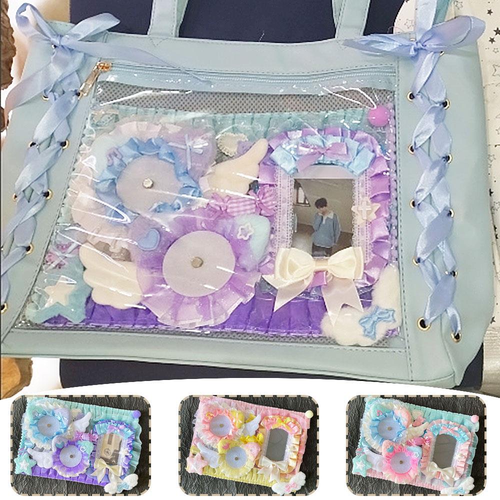 Ita Bag Anime Anstecknadelhalter Set Bunte Dekoration Kawaii Pin Anstecknadel Organizer Handgefertigte Spitze Rückwand Anstecknadel Display Board