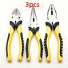 3-Piece Industrial Grade Steel Pliers Set, Electrician Special Wire Cutting Diagonal, Multifunctional Needle-Nose Hand Tools Kit