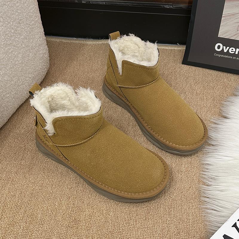 

Women s lightweight thick sole winter thermal insulation fur one snow boots non-slip cushioning wear casual sports cotton boots 40 коричневый